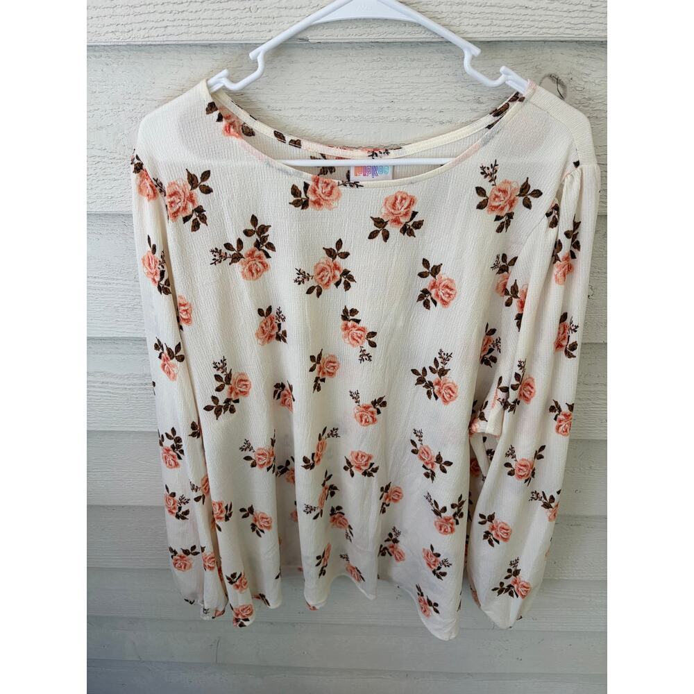 NWT LuLaRoe Vivian Floral Long Sleeve Top XL Cream Pink Rose Print Boho - Picture 3 of 10